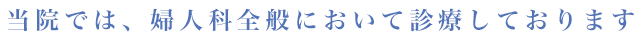 当院では、婦人科全般において診療しております